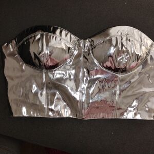 Fashion Nova Silver Metallic Crop Top